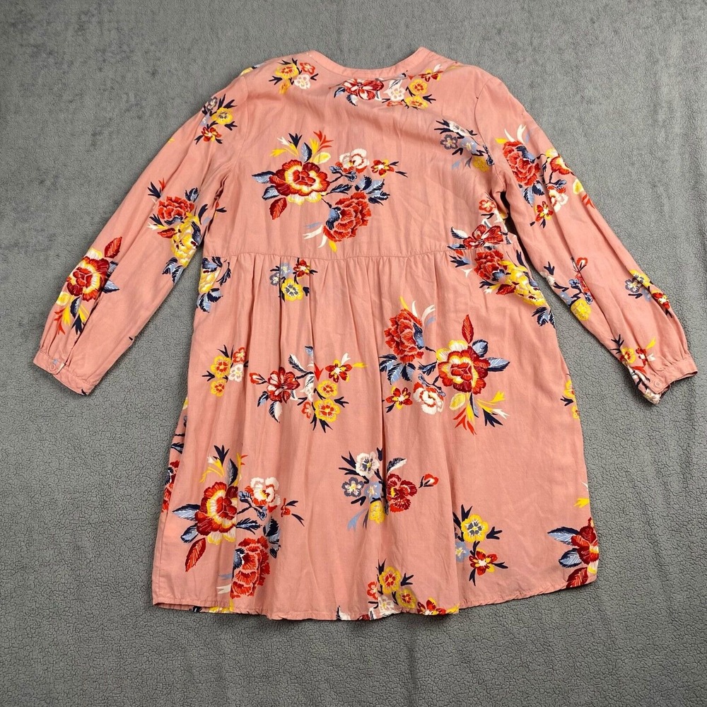 Old Navy Women's  Blush Pink Floral Blous‎ Large Long Sleeve Bow Neck Pleat - Picture 15 of 15